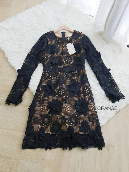 ORANGE JUICE Lace Embroidered Round Neck Dresses